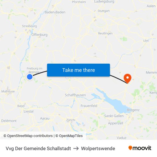 Vvg Der Gemeinde Schallstadt to Wolpertswende map