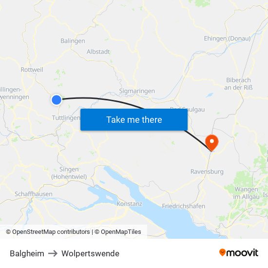 Balgheim to Wolpertswende map