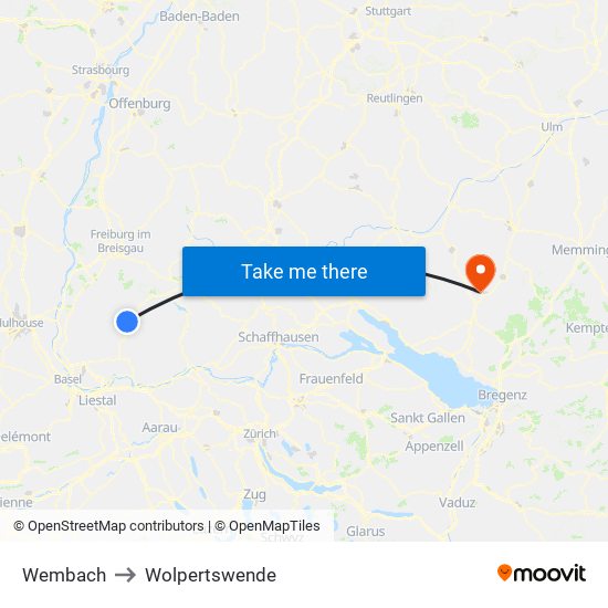 Wembach to Wolpertswende map