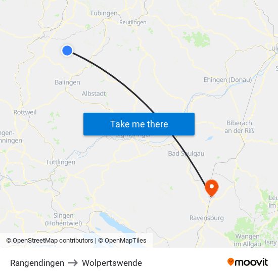 Rangendingen to Wolpertswende map