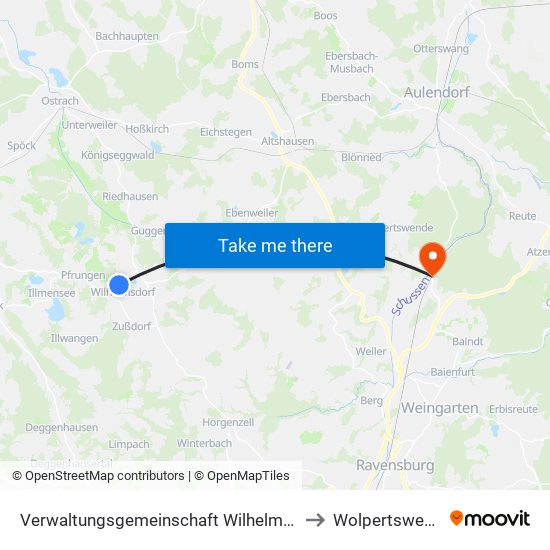 Verwaltungsgemeinschaft Wilhelmsdorf to Wolpertswende map