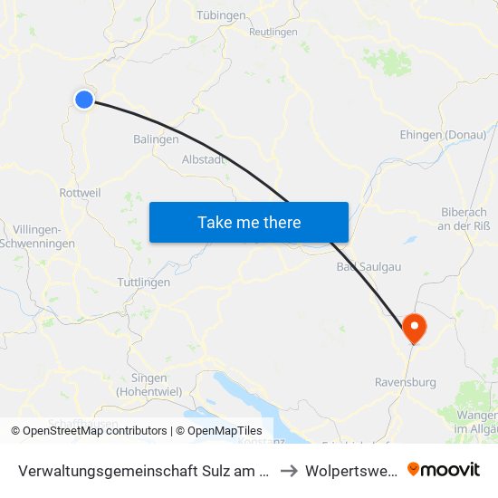 Verwaltungsgemeinschaft Sulz am Neckar to Wolpertswende map