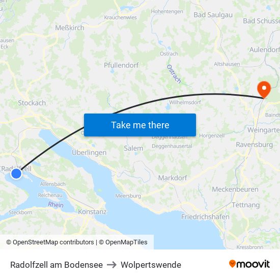 Radolfzell am Bodensee to Wolpertswende map
