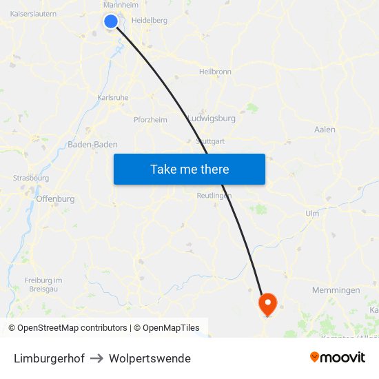 Limburgerhof to Wolpertswende map