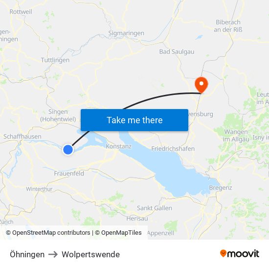 Öhningen to Wolpertswende map