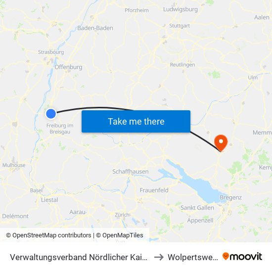 Verwaltungsverband Nördlicher Kaiserstuhl to Wolpertswende map