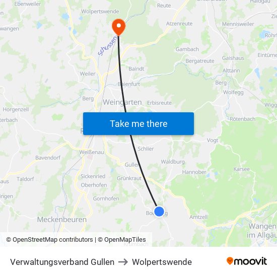Verwaltungsverband Gullen to Wolpertswende map