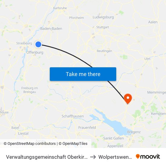 Verwaltungsgemeinschaft Oberkirch to Wolpertswende map
