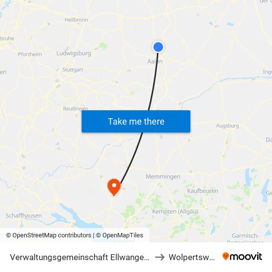 Verwaltungsgemeinschaft Ellwangen (Jagst) to Wolpertswende map