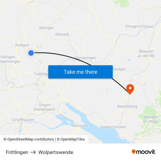 Frittlingen to Wolpertswende map