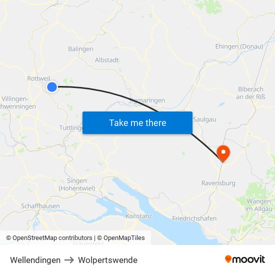 Wellendingen to Wolpertswende map