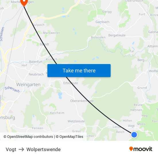 Vogt to Wolpertswende map