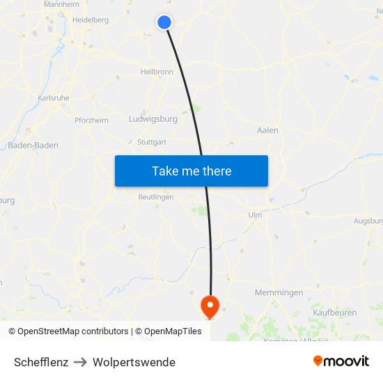 Schefflenz to Wolpertswende map