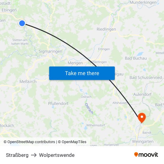 Straßberg to Wolpertswende map