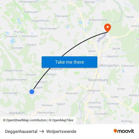 Deggenhausertal to Wolpertswende map
