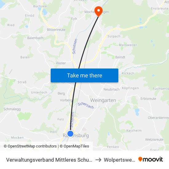 Verwaltungsverband Mittleres Schussental to Wolpertswende map