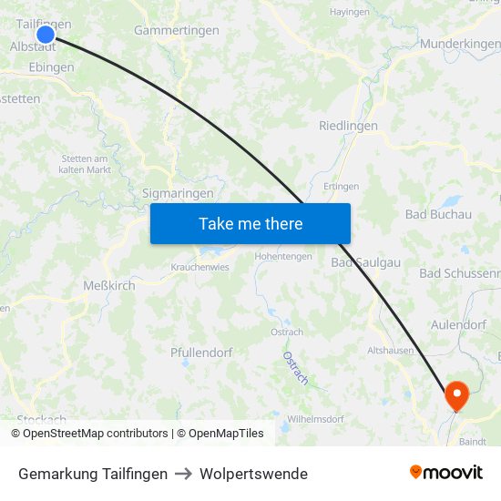 Gemarkung Tailfingen to Wolpertswende map
