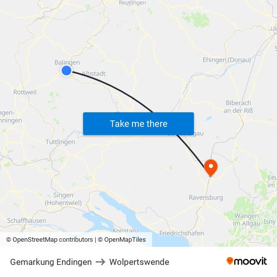Gemarkung Endingen to Wolpertswende map