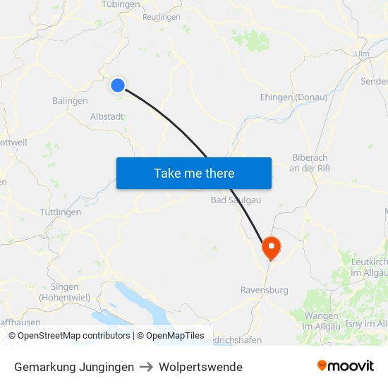 Gemarkung Jungingen to Wolpertswende map