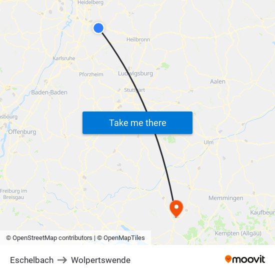Eschelbach to Wolpertswende map