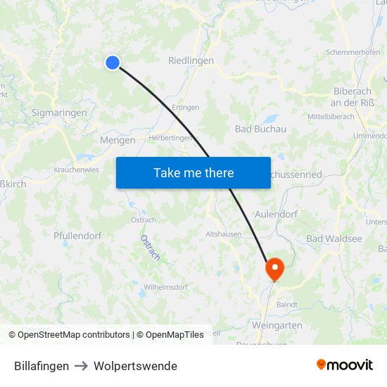 Billafingen to Wolpertswende map