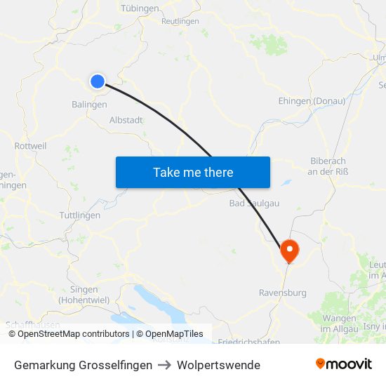 Gemarkung Grosselfingen to Wolpertswende map