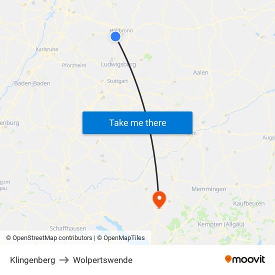 Klingenberg to Wolpertswende map