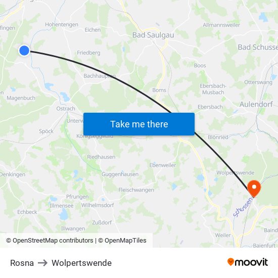 Rosna to Wolpertswende map