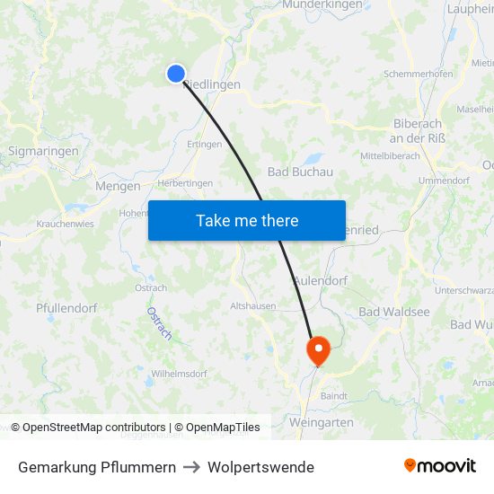 Gemarkung Pflummern to Wolpertswende map