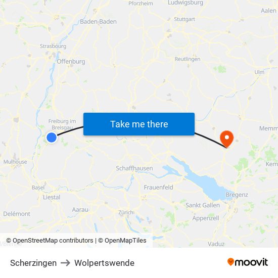 Scherzingen to Wolpertswende map