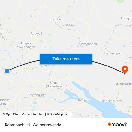 Rötenbach to Wolpertswende map