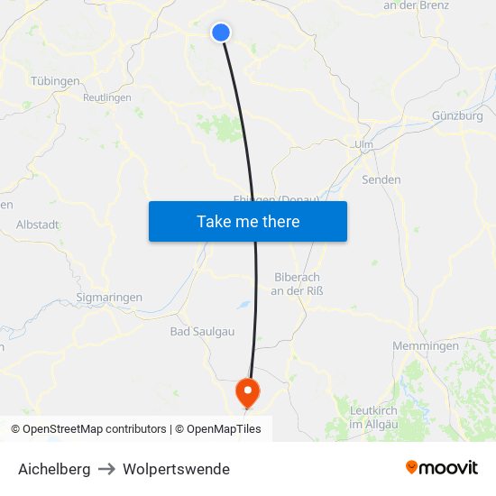 Aichelberg to Wolpertswende map