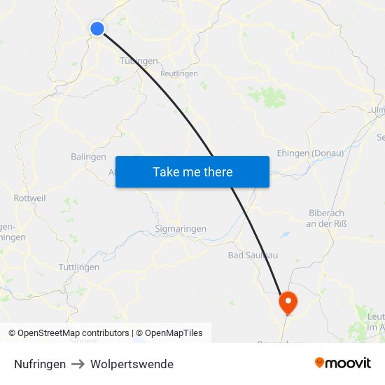 Nufringen to Wolpertswende map
