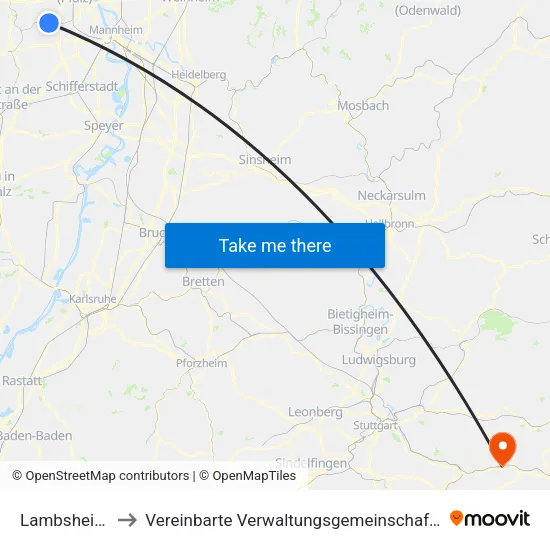 Lambsheim-Heßheim to Vereinbarte Verwaltungsgemeinschaft Der Stadt Ebersbach An Der Fils map