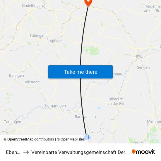 Ebenweiler to Vereinbarte Verwaltungsgemeinschaft Der Stadt Ebersbach An Der Fils map