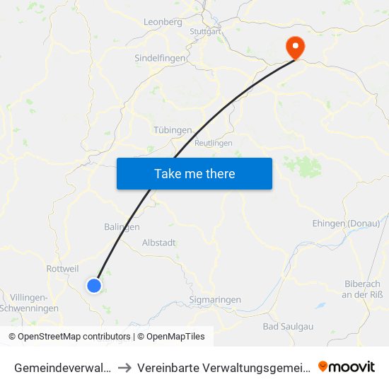 Gemeindeverwaltungsverband Heuberg to Vereinbarte Verwaltungsgemeinschaft Der Stadt Ebersbach An Der Fils map