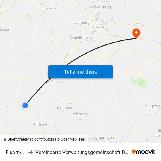 Fluorn-Winzeln to Vereinbarte Verwaltungsgemeinschaft Der Stadt Ebersbach An Der Fils map