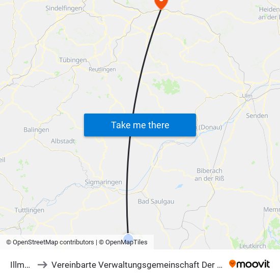 Illmensee to Vereinbarte Verwaltungsgemeinschaft Der Stadt Ebersbach An Der Fils map