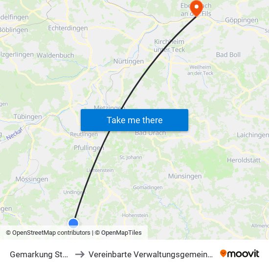 Gemarkung Stetten Unter Holstein to Vereinbarte Verwaltungsgemeinschaft Der Stadt Ebersbach An Der Fils map
