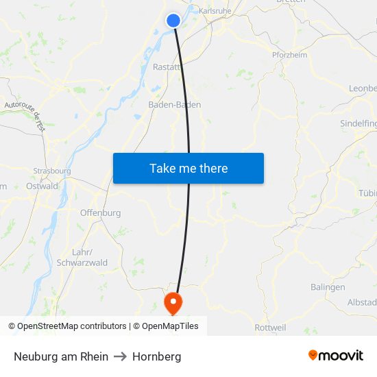 Neuburg am Rhein to Hornberg map