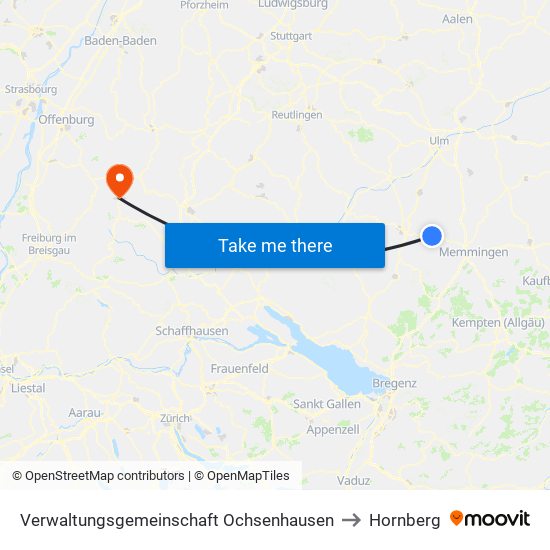 Verwaltungsgemeinschaft Ochsenhausen to Hornberg map