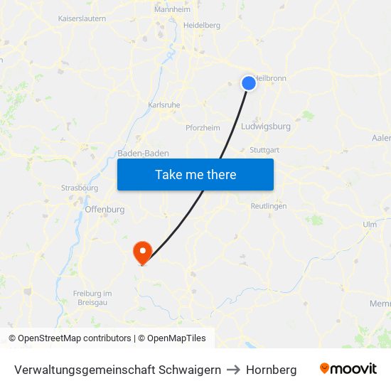 Verwaltungsgemeinschaft Schwaigern to Hornberg map