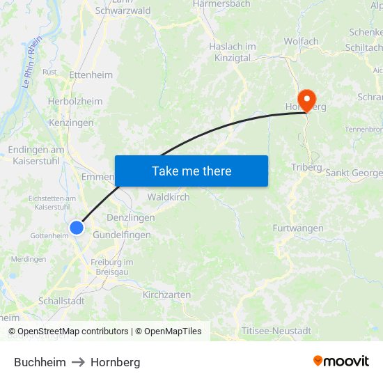 Buchheim to Hornberg map