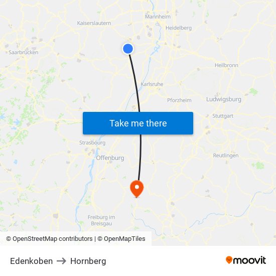 Edenkoben to Hornberg map