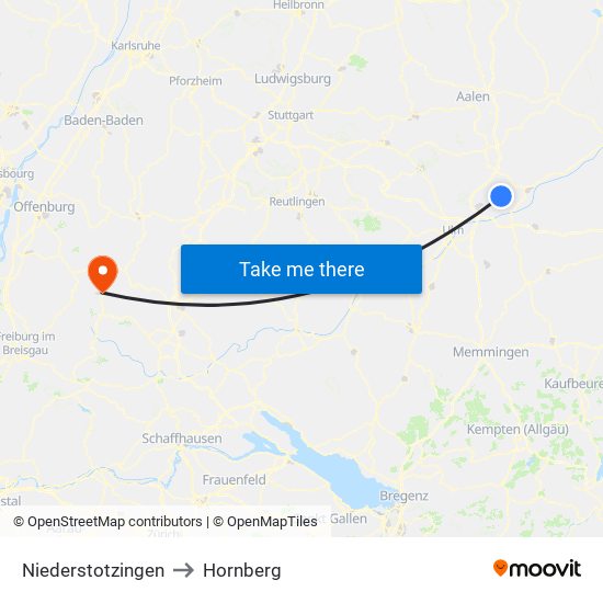 Niederstotzingen to Hornberg map