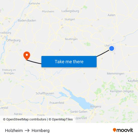 Holzheim to Hornberg map