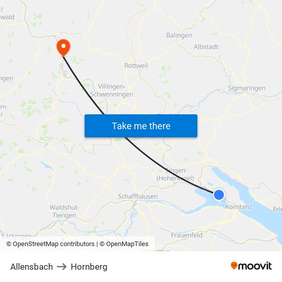 Allensbach to Hornberg map