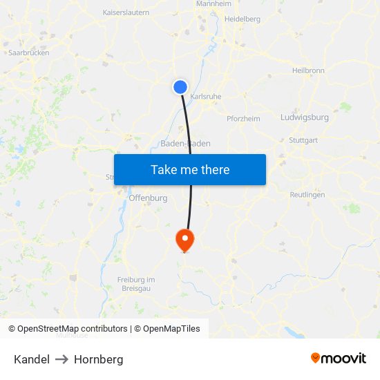 Kandel to Hornberg map