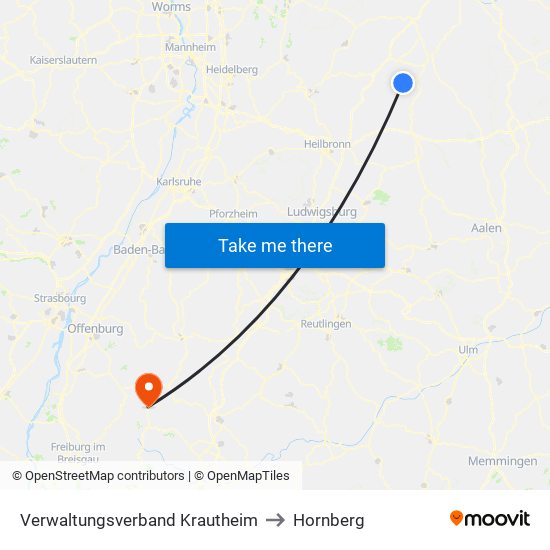Verwaltungsverband Krautheim to Hornberg map