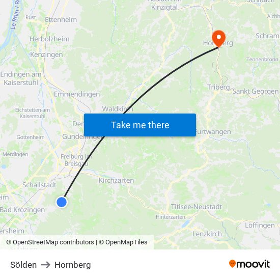 Sölden to Hornberg map